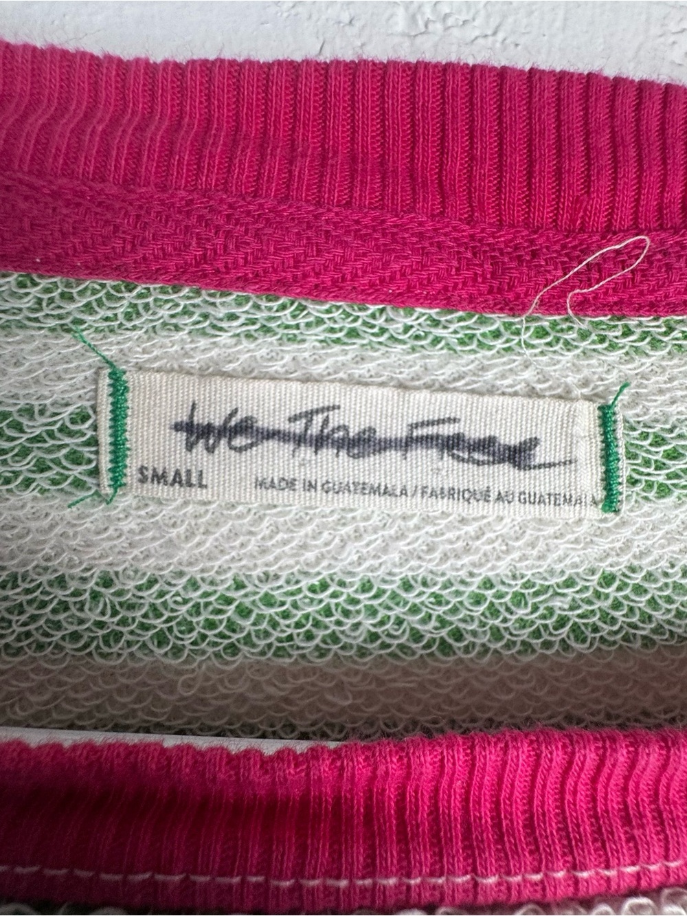 Free People Classic Striped Oversized Crewneck Sweatshirt Green Pink Small - Picture 4 of 10